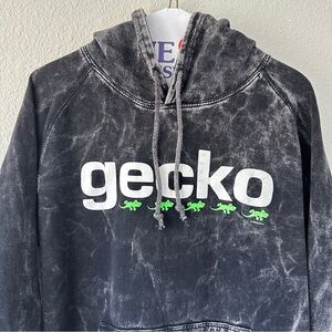 Gecko Hawaii: 1988 Glo-Logo Black Acid Wash Hoodie